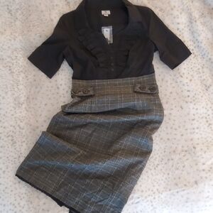 Worthington Black and Gray Plaid Dress